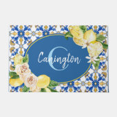 Paillasson Citron bleu Méditerranée Monogramme Nom Nouveau Ac (Devant)