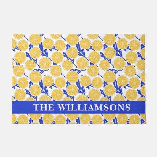 Paillasson Citron Motif bleu jaune personnalisé  (Devant)