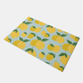 Paillasson Citron Motif Fruit Rétro Jaune Sur Vert (Incliné)