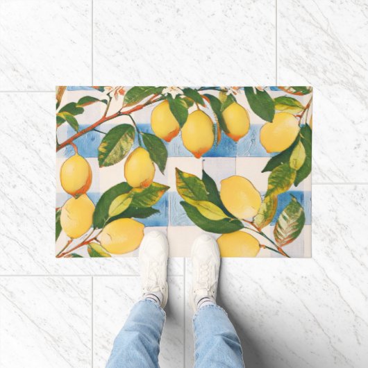 Paillasson Citrons peints sur un paysage de table  (Intérieur)
