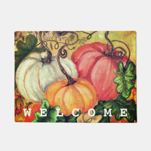 Paillasson Citrouille - Aquarelle - Bienvenue (Devant)
