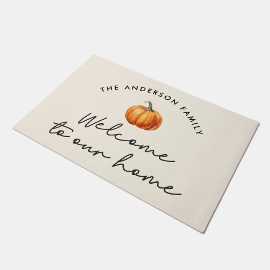 Paillasson Citrouille automne automne bienvenue chez nous (Incliné)