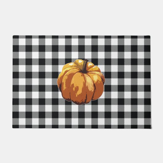 Paillasson Citrouille Buffalo Check Motif Automne (Devant)