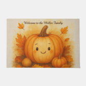 Paillasson citrouille d'automne rustique nom d'accueil (Devant)