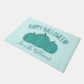Paillasson Citrouille turquoise Happy Halloween Doormat (Incliné)