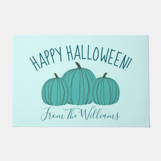 Paillasson Citrouille turquoise Happy Halloween Doormat (Devant)