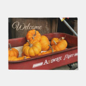 Paillasson Citrouilles Automne Dans Old Red Wagon Bienvenue (Devant)