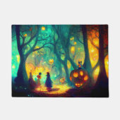 Paillasson Citrouilles Brûlantes dans la Forêt Sombre Hallowe (Devant)