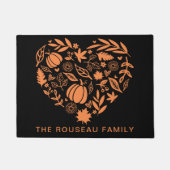 Paillasson Citrouilles D'Automne Personnalisés Et Coeur Folaï (Devant)