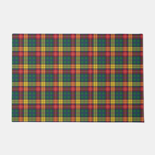 Paillasson Clan Buchanan Plaid Vert Rouge Jaune Chèque Tartan (Devant)