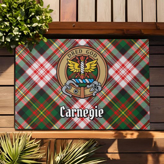 Paillasson Clan Carnegie Crest sur la robe Tartan