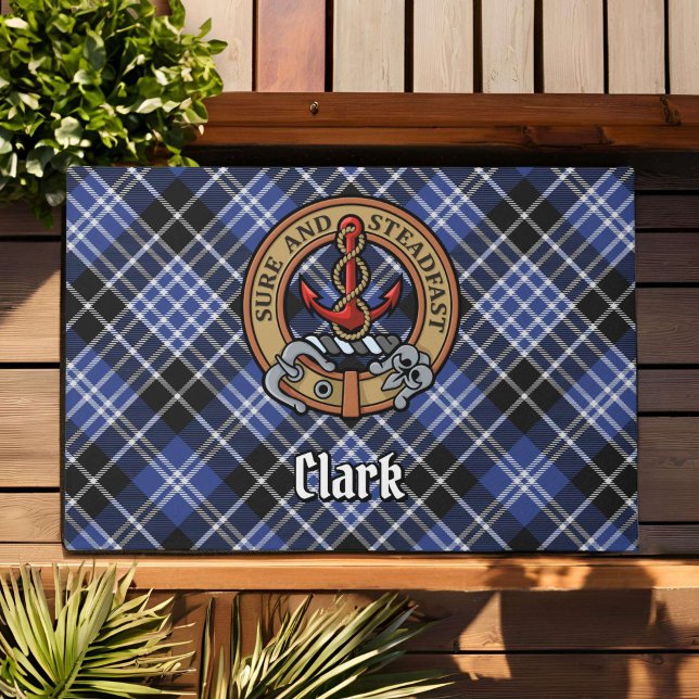 Paillasson Clan Clark Crest sur Tartan (Créateur téléchargé)