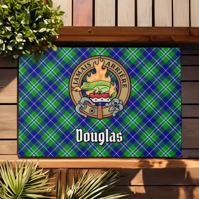 Paillasson Clan Douglas Crest sur Tartan (Créateur téléchargé)