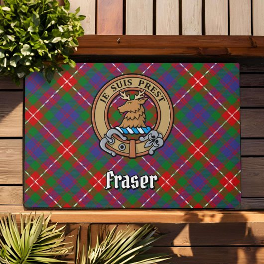 Paillasson Clan Fraser de Lovat Crest sur Tartan