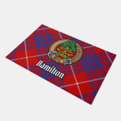 Paillasson Clan Hamilton Crest sur Red Tartan (Incliné)