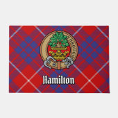 Paillasson Clan Hamilton Crest sur Red Tartan (Devant)