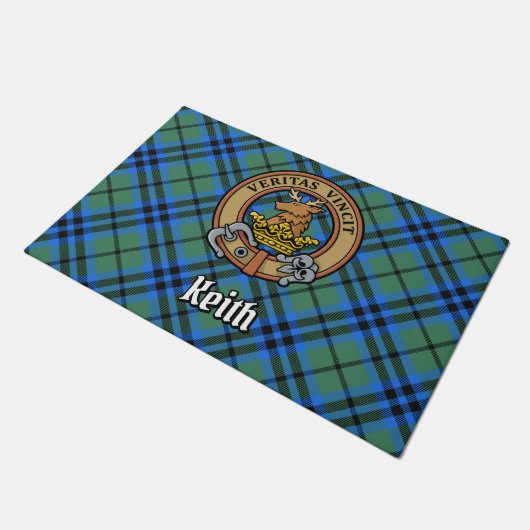 Paillasson Clan Keith Crest sur Tartan (Incliné)