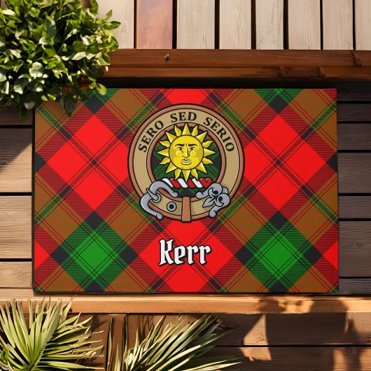 Paillasson Clan Kerr Crest sur Tartan