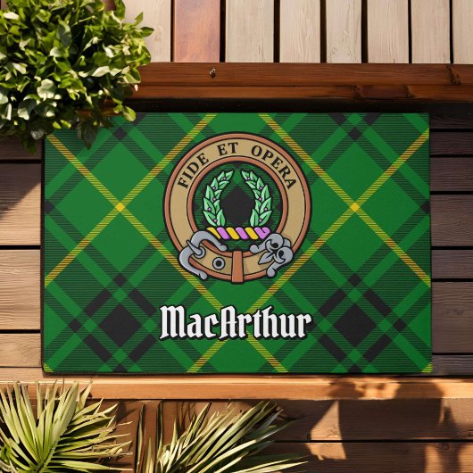Paillasson Clan MacArthur Crest sur Tartan