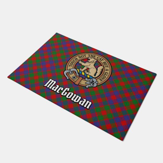 Paillasson Clan MacGowan Crest sur Tartan (Incliné)