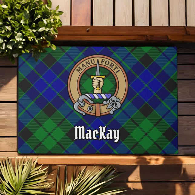 Paillasson Clan MacKay Crest sur Tartan (Créateur téléchargé)