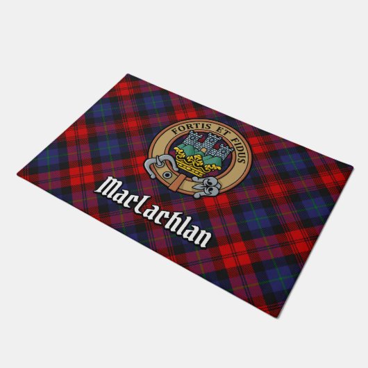 Paillasson Clan MacLachlan Crest sur Tartan (Incliné)