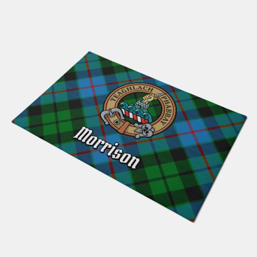 Paillasson Clan Morrison Crest sur la chasse Tartan (Incliné)
