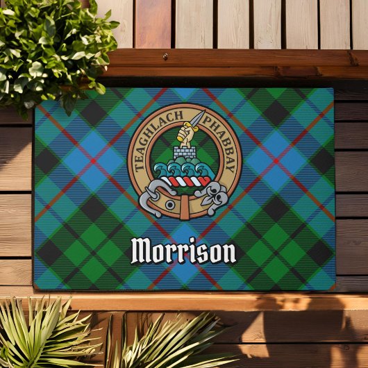 Paillasson Clan Morrison Crest sur la chasse Tartan