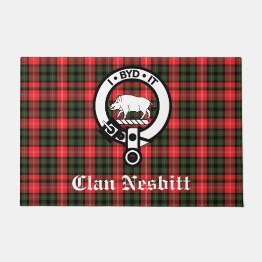 Paillasson Clan Nesbitt Crest Badge & Tartan Personnalisé (Devant)