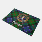 Paillasson Clan Paterson Crest sur Tartan (Incliné)