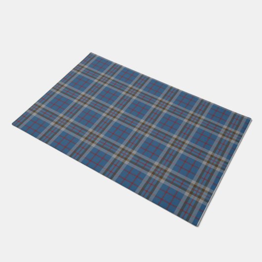 Paillasson Clan Plaid Thompson gris bleu Check Tartan (Incliné)