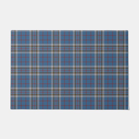 Paillasson Clan Plaid Thompson gris bleu Check Tartan (Devant)