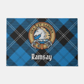Paillasson Clan Ramsay Crest sur Blue Hunter Tartan (Devant)