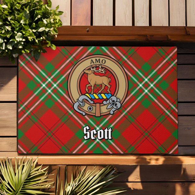 Paillasson Clan Scott Crest sur Red Tartan (Créateur téléchargé)