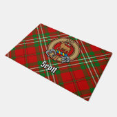 Paillasson Clan Scott Crest sur Red Tartan (Incliné)