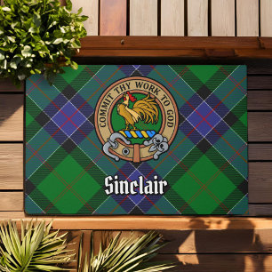 Paillasson Clan Sinclair Crest sur la chasse Tartan