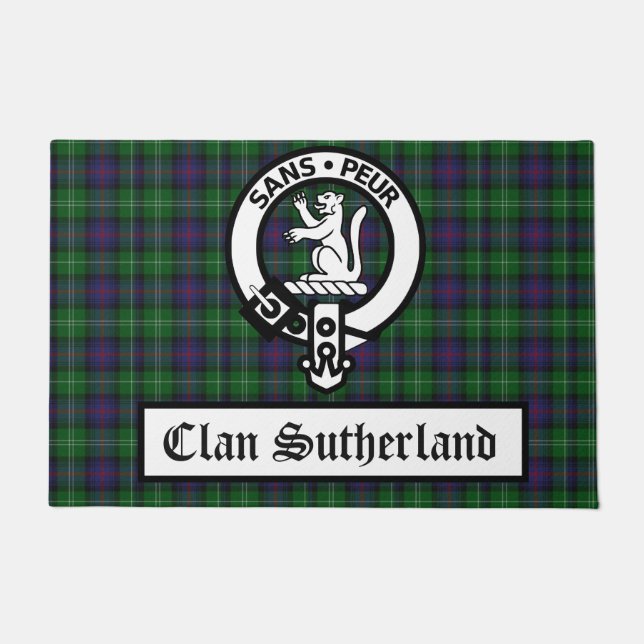 Paillasson Clan Sutherland Crest Badge et Tartan (Devant)
