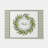 Paillasson Classic Green Wreath Monogram Sage Stripes (Devant)