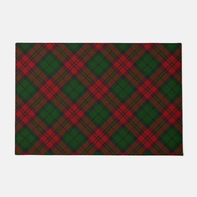 Paillasson Classique Tartan Rouge Vert Buffle Plaid Noël (Devant)