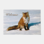 Paillasson Classy Arctic Red Fox Winter Scene Photo Conçu (Devant)