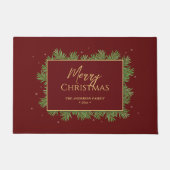 Paillasson Classy Elegant Bourgogne & Or Noël Botanique (Devant)