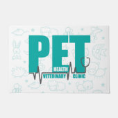 Paillasson Clinique vétérinaire Logo Turquoise moderne (Devant)