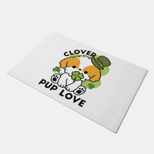 Paillasson Clover Pup Love - St. Patrick's Day Chien Design (Incliné)
