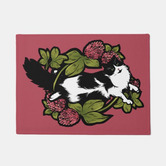 Paillasson Clover Tuxedo Chat Floral Chats (Devant)