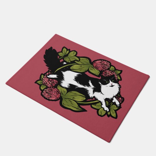 Paillasson Clover Tuxedo Chat Floral Chats (Incliné)