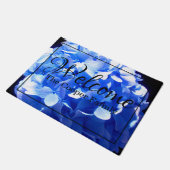 Paillasson Cobalt bleu floral élégant bleu hydrangées (Incliné)