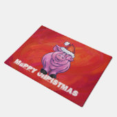 Paillasson Cochon mignon à Santa Hat en rouge (Incliné)
