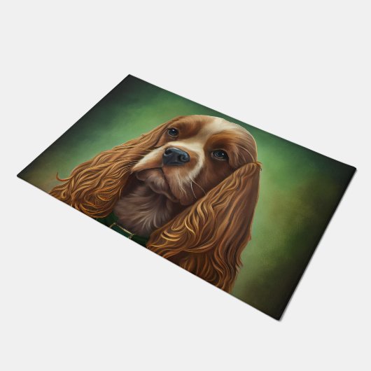 Paillasson Cocker Spaniel Chien en robe de fête St. Patrick (Incliné)