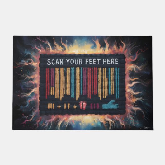 Paillasson Code barre d'impression de pied comique (Devant)