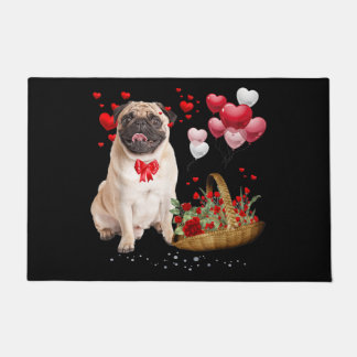 Paillasson Coeur de ballons de chien mignon Carlin Saint-Vale